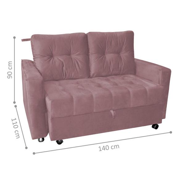 Imagem de Sofá Cama para Sala de Estar Cross Veludo Turkey Rosa