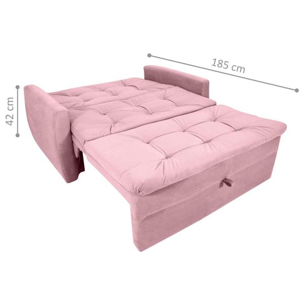 Imagem de Sofá Cama para Sala de Estar Dingle Veludo Turkey Rosa