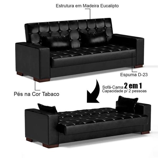 Imagem de Sofá Cama Para Sala De Estar Lisboa material sintético Preto