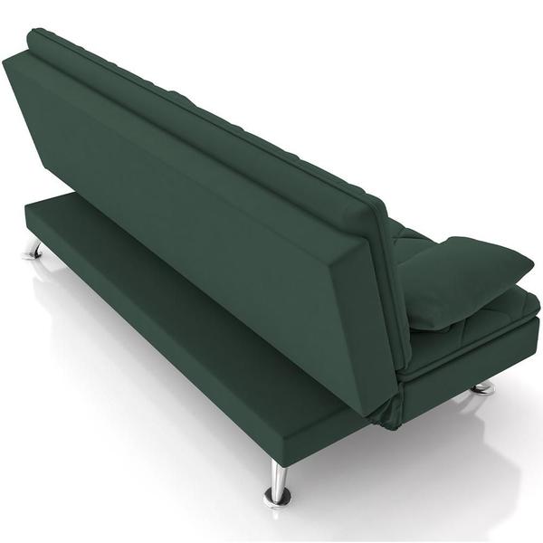 Imagem de Sofá Cama para Sala de Estar Quarto 193cm Lia M03 Veludo Verde Musgo - Lyam Decor