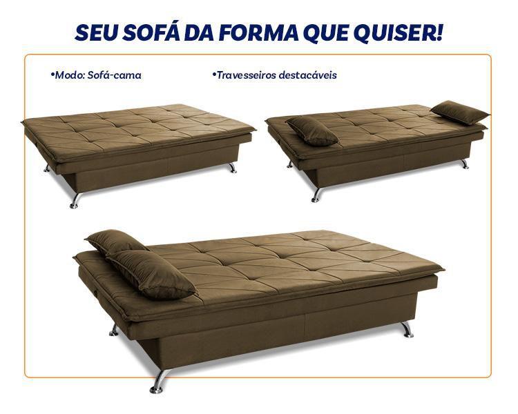 Imagem de Sofá Cama Pérsia 3 Lugares Suede Velut Bege - King House