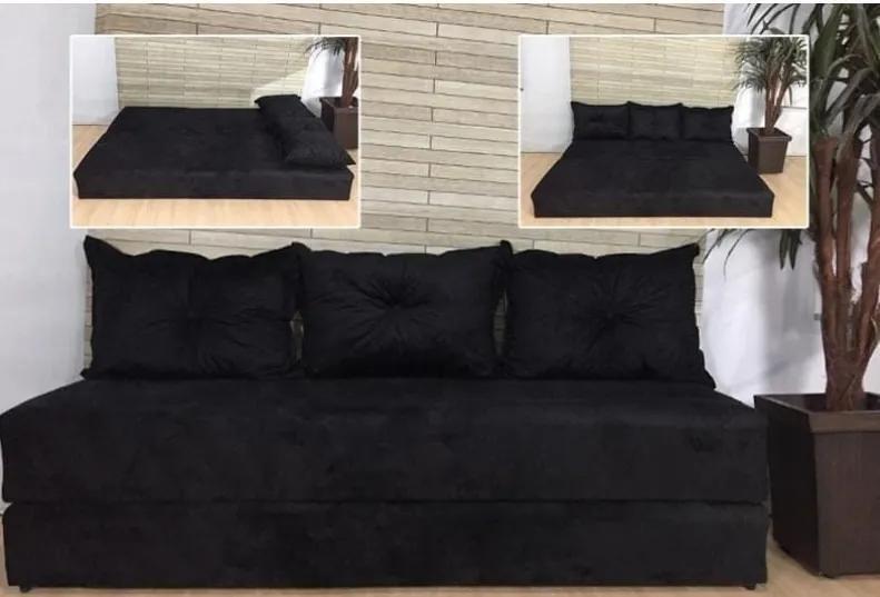 Imagem de Sofá-cama Preto 3 em 1 Sofanete Multiuso