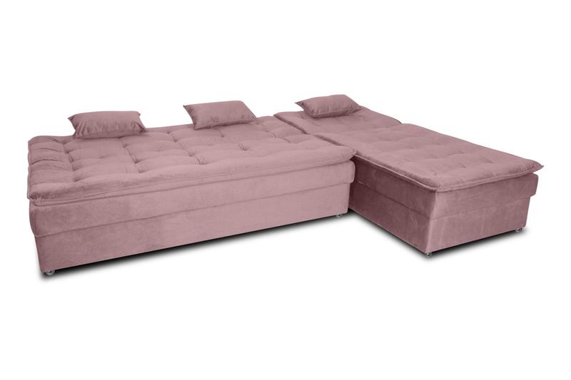 Imagem de Sofá Cama Recl. C/ Chaise Penélope Turkey Rosa F447 - Matrix