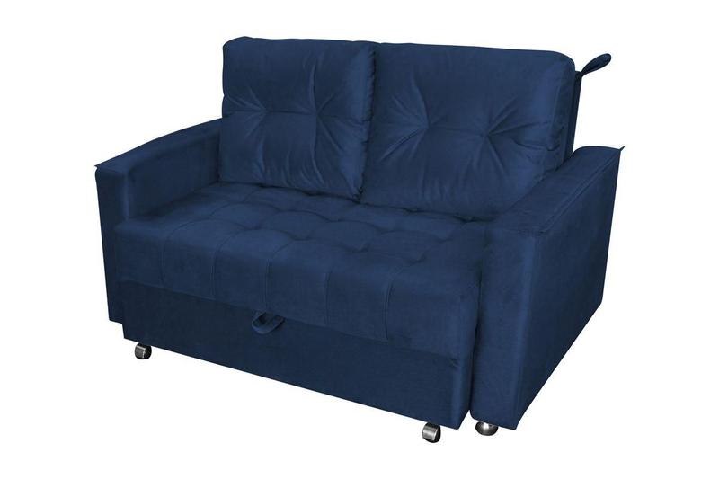 Imagem de Sofá Cama Reclinável 2 Lugares 140cm Drika Azul Matrix