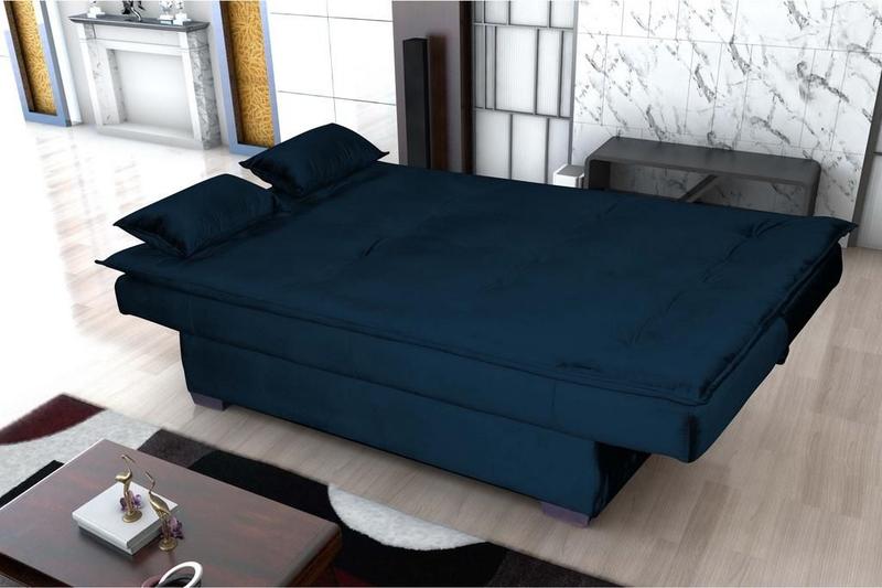 Imagem de Sofá Cama Reclinável 2 Lugares 180cm Esmeralda Azul Matrix