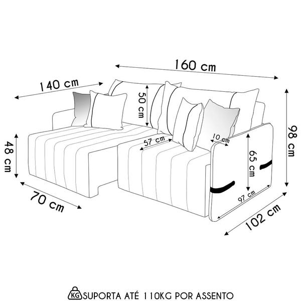 Imagem de Sofá Cama Retrátil 160cm Essence D05 Linho Cinza/Preto - Mpozenato