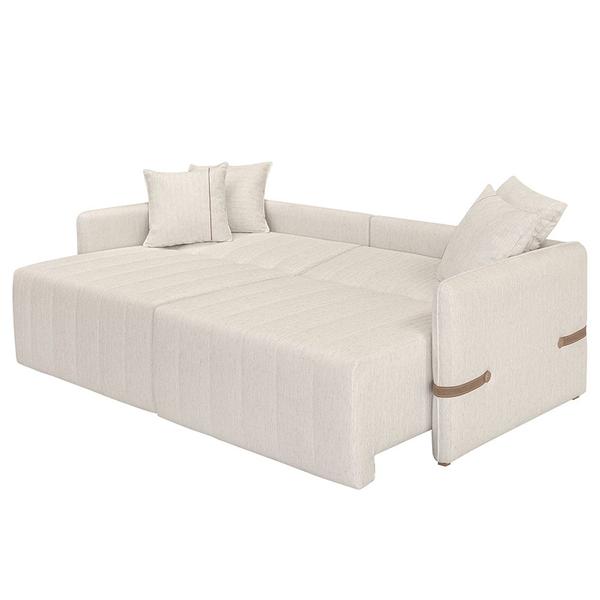 Imagem de Sofá Cama Retrátil 160cm Essence D05 Linho Cru/Camel - Mpozenato