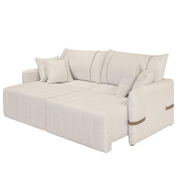 Imagem de Sofá Cama Retrátil 200cm Essence D05 Linho Cru/Camel - Mpozenato