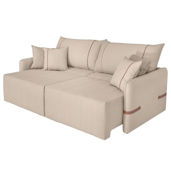 Imagem de Sofá Cama Retrátil 220cm Essence D05 Linho Bege/Camel - Mpozenato