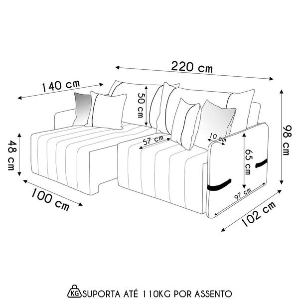 Imagem de Sofá Cama Retrátil 220cm Essence D05 Linho Cru/Camel - Mpozenato