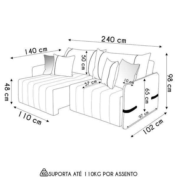 Imagem de Sofá Cama Retrátil 240cm Essence D05 Linho Bege/Camel - Mpozenato