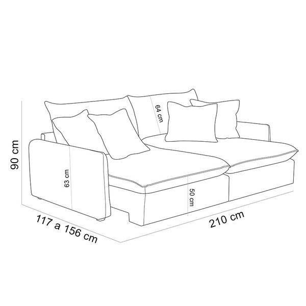 Imagem de Sofá Cama Retrátil 3 Lugares Para Sala de Estar 210cm Asher T03 Veludo Bege - Lyam Decor