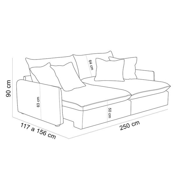 Imagem de Sofá Cama Retrátil 3 Lugares Para Sala de Estar 250cm Asher T03 Veludo Bege - Lyam Decor