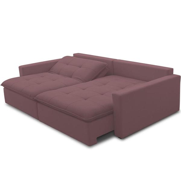 Imagem de Sofá Cama Retrátil Reclinável Para Sala de Estar 208cm Lari F04 Veludo Lilás - Lyam Decor