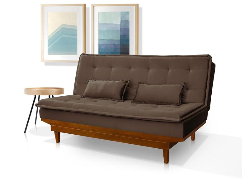 Imagem de Sofa-Cama Sara 3 Lugares Casal Reclinavel Base Em Madeira JB Estofados