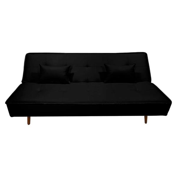 Imagem de Sofá Cama Silver 3 Lugares Reclinável Casal Corano Preto Fosco - Shop das Cabeiceiras