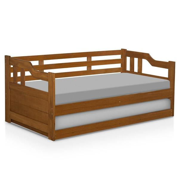 Imagem de Sofá Cama Solteiro em Madeira com Cama Auxiliar Castanho Atraente