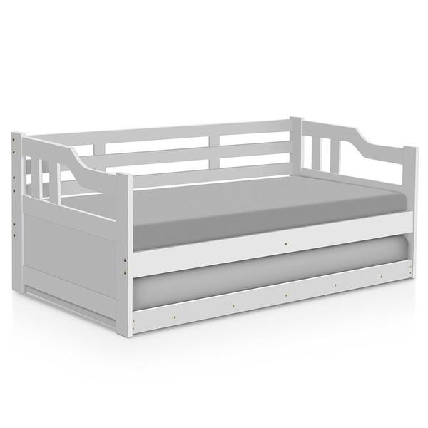 Imagem de Sofá Cama Texas De Madeira Maciça Com Cama Auxiliar Branco