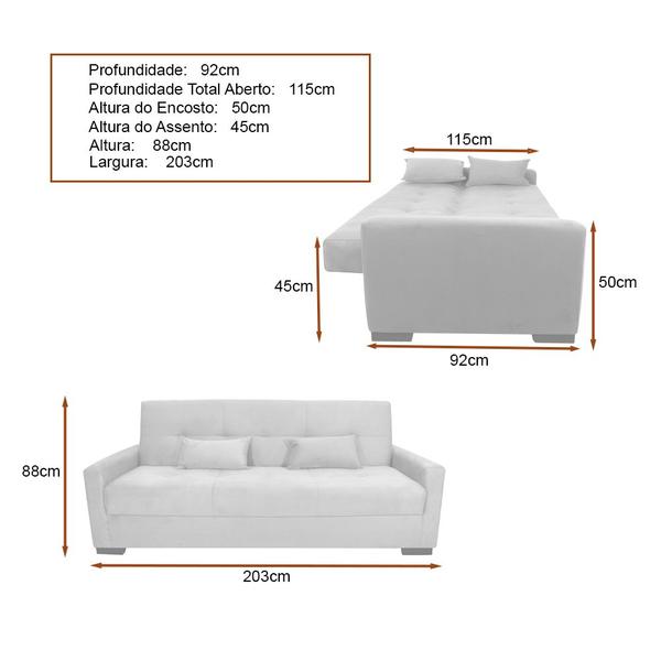 Imagem de Sofá Cama Tone 203cm Reclinável Manual Suede Petróleo - Sallar Home