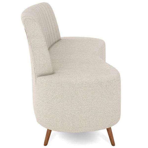 Imagem de Sofá Chaise Living 2 Lugares 135cm para Sala Cayman K01 Bouclê Bege - Lyam Decor