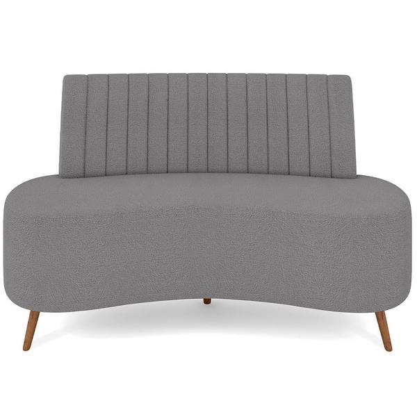 Imagem de Sofá Chaise Living 2 Lugares 135cm Para Sala Cayman K01 Bouclê Cinza - Lyam Decor