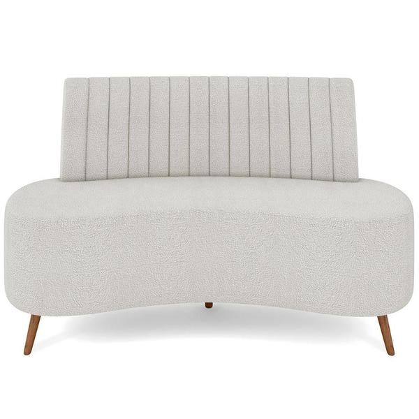 Imagem de Sofá Chaise Living 2 Lugares 135cm Para Sala Cayman K01 Bouclê Creme - Lyam Decor