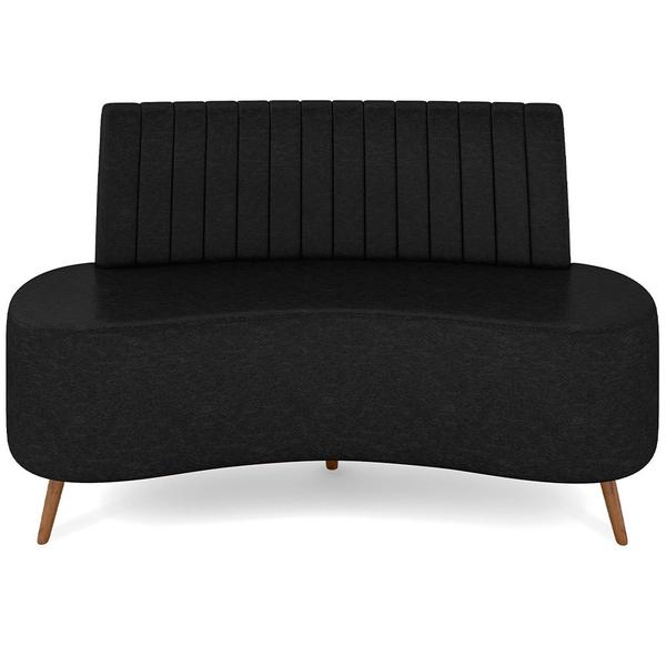 Imagem de Sofá Chaise Living 2 Lugares 135cm Para Sala Cayman K01 Sintético Preto - Lyam Decor