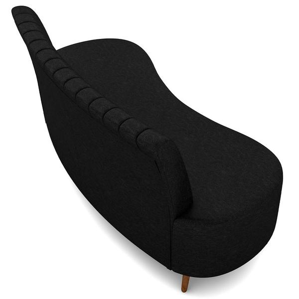 Imagem de Sofá Chaise Living 2 Lugares 135cm Para Sala Cayman K01 Sintético Preto - Lyam Decor