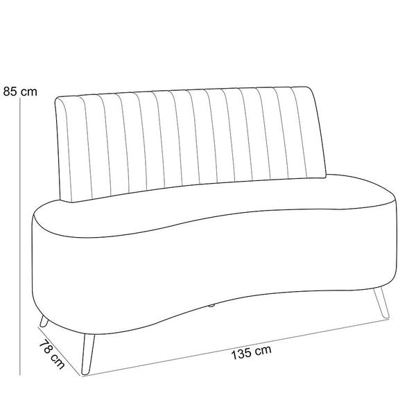 Imagem de Sofá Chaise Living 2 Lugares 135cm para Sala Cayman K01 Veludo Bege - Lyam Decor