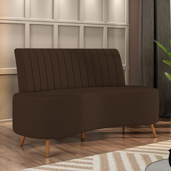 Imagem de Sofá Chaise Living 2 Lugares 135cm Para Sala Cayman K01 Veludo Marrom - Lyam Decor