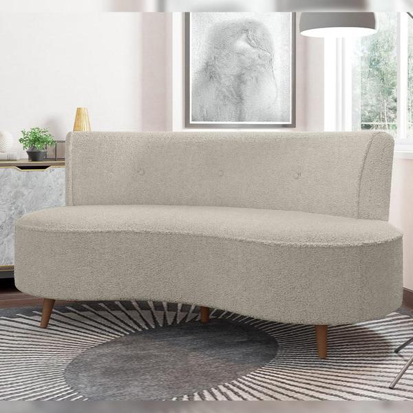 Imagem de Sofá Chaise Living 2 Lugares 135cm para Sala Istambul K01 Bouclê Bege - Lyam Decor