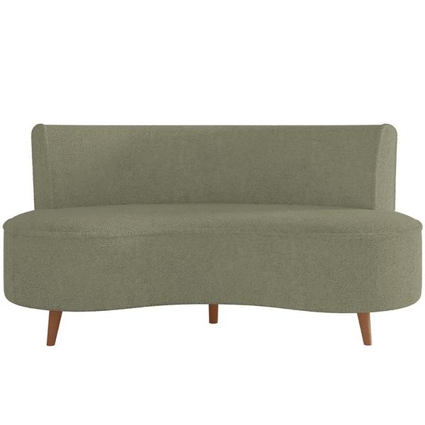 Imagem de Sofá Chaise Living 2 Lugares 135cm Sala de Estar Istambul K01 Bouclê Verde - Lyam Decor