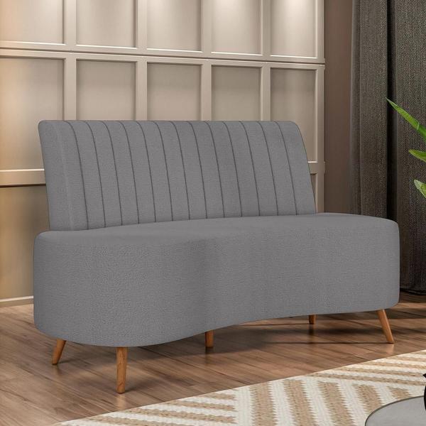 Imagem de Sofá Chaise Living 2 Lugares 160cm Para Sala Cayman K01 Bouclê Cinza - Lyam Decor