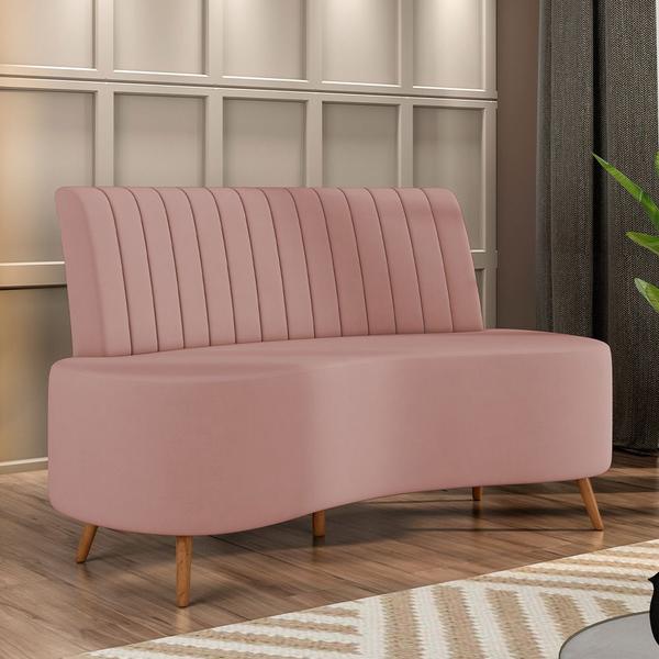 Imagem de Sofá Chaise Living 2 Lugares 160cm Para Sala Cayman K01 Veludo Rosê - Lyam Decor