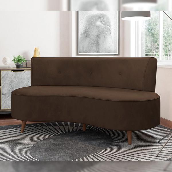 Imagem de Sofá Chaise Living 2 Lugares 160cm para Sala Istambul K01 Veludo Marrom - Lyam Decor