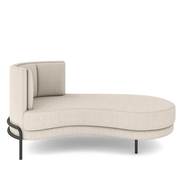 Imagem de Sofá Chaise Longue Sala de Estar Living Lucca Direito D02 Bouclê Creme B-54 - Lyam Decor