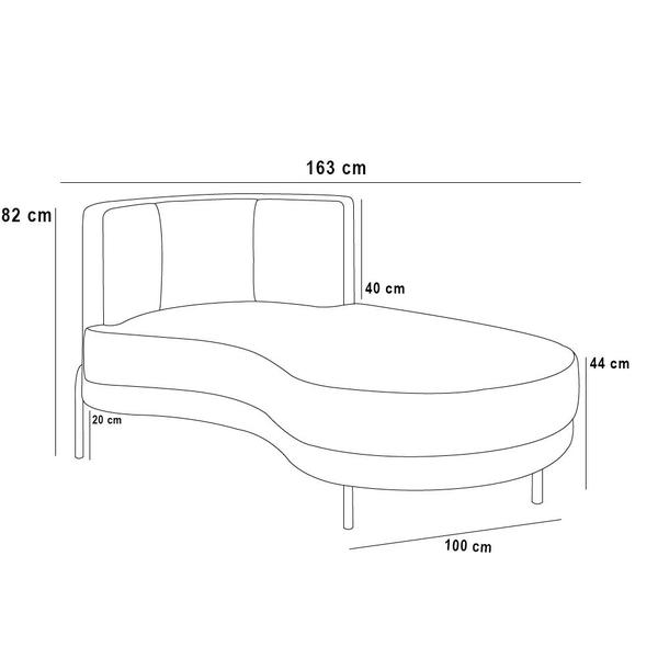 Imagem de Sofá Chaise Longue Sala de Estar Living Lucca Direito D02 Veludo Canela C-276 - Lyam Decor