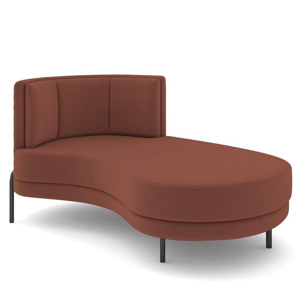 Imagem de Sofá Chaise Longue Sala de Estar Living Lucca Direito D02 Veludo Canela C-276 - Lyam Decor