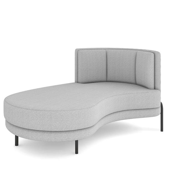 Imagem de Sofá Chaise Longue Sala de Estar Living Lucca Esquerdo D02 Bouclê Cinza B-56 - Lyam Decor