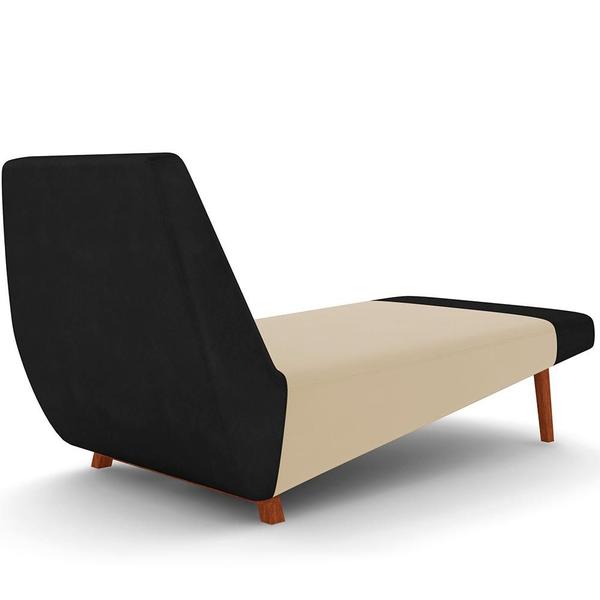 Imagem de Sofá Chaise Longue Sala de Estar Living Parisi D02 material sintético Preto B-159 Linho Bege D-463 - Lyam Decor