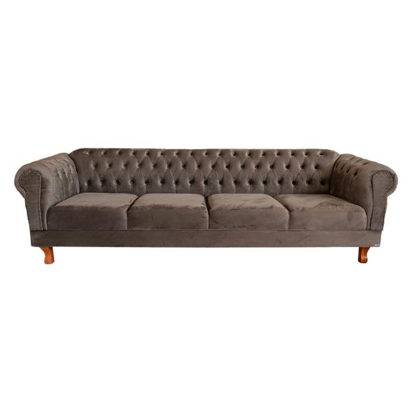 Imagem de Sofá Chesterfield Capitone Duque Suede Cinza Camurça 1,80