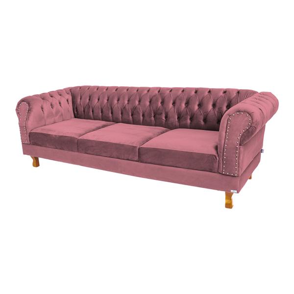 Imagem de Sofá Chesterfield Capitone Duque Suede Rosé 1,80