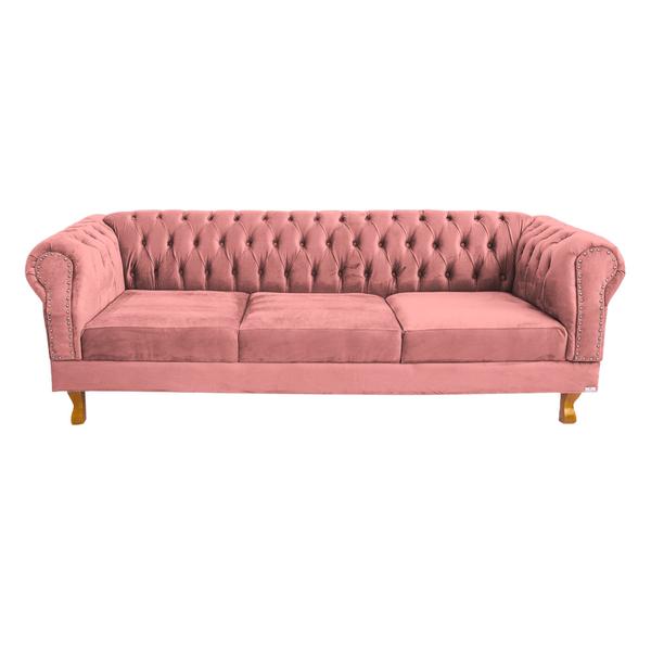 Imagem de Sofá Chesterfield Duque 3 lugares 1,80 - Suede Rosa / sala de estar, recepção, barbearia