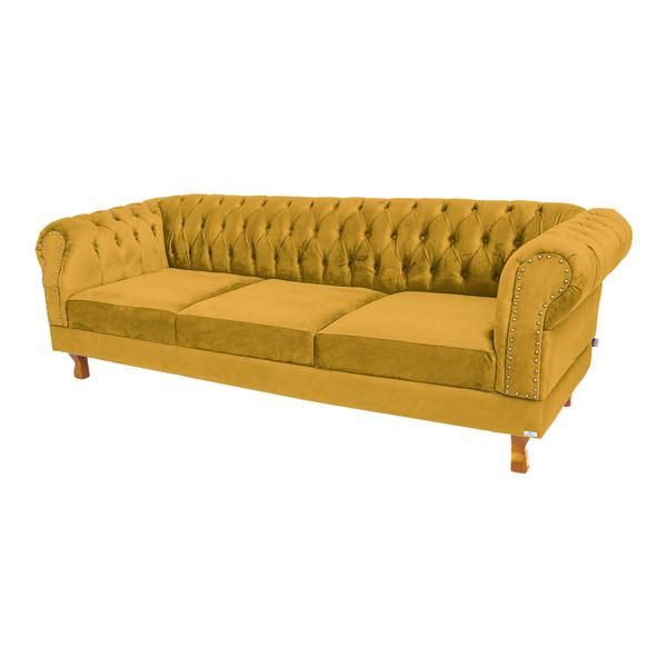 Imagem de Sofá Chesterfield Duque 3 lugares 2M - Suede Amarelo / sala de estar, recepção, barbearia