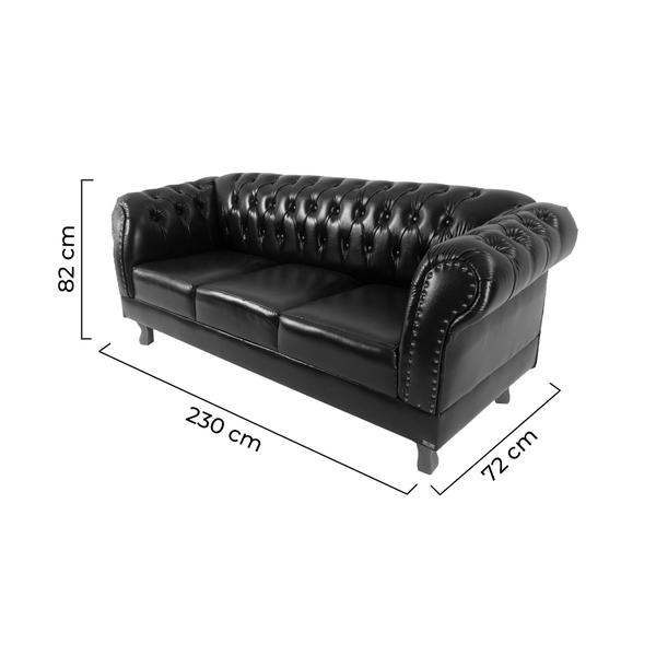 Imagem de Sofa Chesterfield Duque cinza Prata 2.30M Sala Recepcao Barbearia