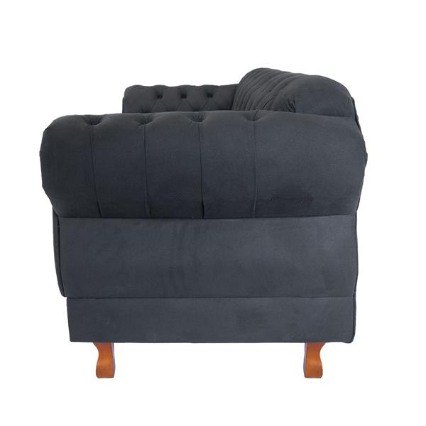 Imagem de Sofá Chesterfield Elisabeth 2 Lugares 1.50M Suede Preto/ decoração, barbearia, sala de estar, escritório, recepção