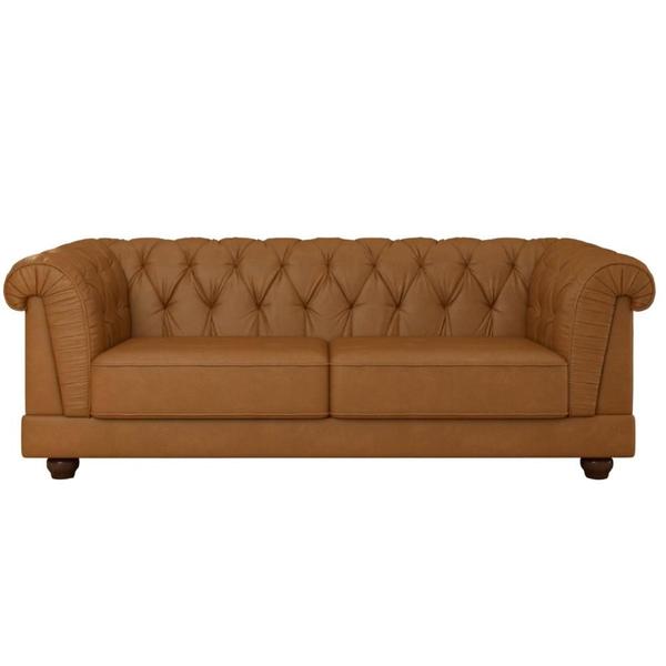 Imagem de Sofá Chesterfield Living 03 Lug Helena 2,74m Captonê Em Tecido Sintético Caramelo