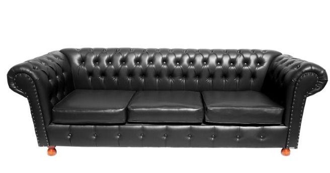 Imagem de Sofá Chesterfield Luiz XV 1,80 cm Corano Preto sala de estar/recepção/ barbearia