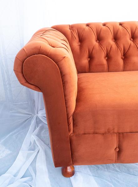 Imagem de Sofa Chesterfield Luiz XV Terra Cota 2M Sala Recepcao Barbearia