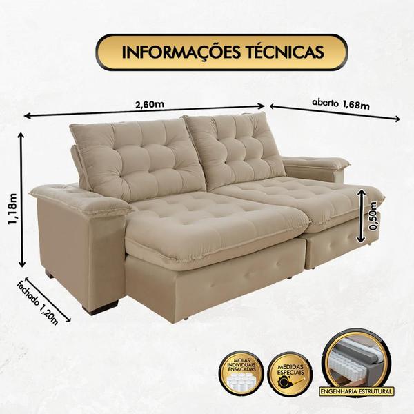 Imagem de Sofá Coliseu 2.60m Retrátil e Reclinável Super Pillow 